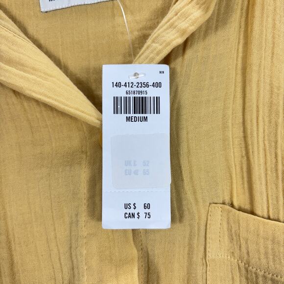 Abercrombie & Fitch Oversized Yellow Crinkle 100% Cotton Button-Up Shirt, Size M - Picture 3 of 7